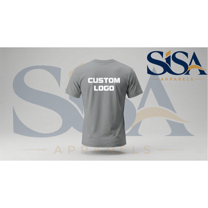 T-shirt à manches courtes gris clair pour homme SISA APPARELS, coupe classique, col rond, tricoté, 100% polyester, décontracté, impression de logo personnalisé sur le devant - Product Image 2