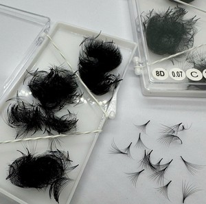 Extensions de cils pré-faits Volume Naturel Longue Durée, en cheveux synthétiques 3D-8D, faits à la main, noir mat, courbure CC/DD/M/L, logo personnalisé OEM - Product Image 2