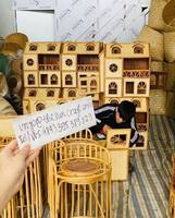 Maison de poupée en rotin de haute qualité, maison de poupée Barbie, maison de poupée miniature, maison de poupée DIY en gros