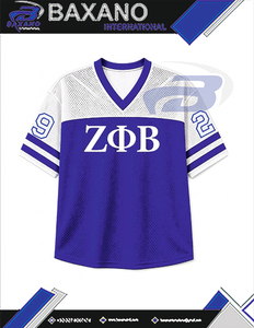 Camiseta de malla para mujer Zeta Phi Beta ZPB Sorority, cuello en V, manga corta, azul y blanco, con bloques de color, transpirable, informal. - Product Image 4