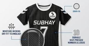 Conjunto de Camiseta de Fútbol SUBHAY para Hombre, Negra con Rayas, Manga Corta, Cuello Redondo, Absorbe la Humedad, 100% Poliéster, Ajuste Atlético, para Todas las Temporadas - Product Image 4