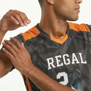เสื้อวอลเลย์บอลแบบกำหนดเองสำหรับผู้ชายและผู้หญิง เสื้อวอลเลย์บอล Regal แบบยูนิเซ็กซ์ คอวี แขนตัดเย็บพิเศษ ลายพิมพ์แบบ Sublimation - Product Image 4