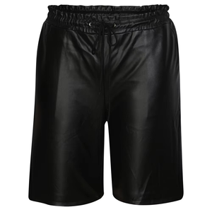 Shorts en cuir véritable noir pour homme avec fermeture boutonnée, taille à cordon de serrage, poches, tissu respirant - Style formel - Product Image 3