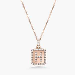 Collares con Monograma de Nombre Inicial, Oro Sólido de 10k, 14k, 18k, con Diamantes Cultivados en Laboratorio de Corte Redondo, 18 Pulgadas, Colgantes de Letra Personalizados - Product Image 4