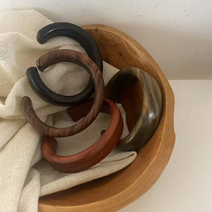 5 Colors Wide Plain Open Chunky Wooden Bangle Natural Sandalwood Bangles Women <b>Men</b> Vintage Statement Ethnic Handmade Jewelry Hot - Product Image 4