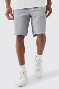 Pantalones Cortos Cargo Verde Oliva para Hombre, Cintura Media, Banda Elástica, Estilo Bermuda Informal con Bolsillos, Tela de Lona 100% Algodón - Product Image 4