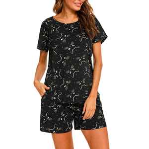 Ensemble d'été pour femmes, léger, respirant, à manches courtes, coupe décontractée, tissu aérien, style moderne décontracté, séchage rapide - Product Image 1