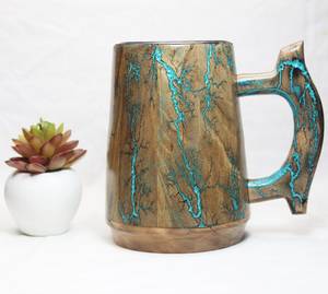 Chope à bière en bois personnalisée avec insert en acier, cadeau pour les demoiselles d'honneur, chope en bois poli - Product Image 3