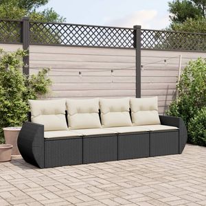 Ensemble de canapé de jardin noir trois places en rotin PE d'extérieur avec coussins imperméables, design contemporain - Product Image 3