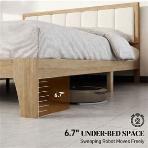 Cadre de lit plateforme rembourré naturel avec tête de lit - Product Image 2