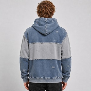Wholesale men distressed <b>hoodie</b> with durable fabric <b>trendy</b> design comfortable fit and stylish distressed details for everyday us - Product Image 3