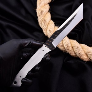 Kit de Cuchillo de Caza de Hoja Fija Personalizada de Acero al Carbono, Forjado de Espiga Completa, Estilo Tanto, con Hoja en Blanco para Bricolaje, Bisel OEM/ODM - Product Image 2