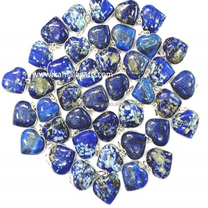 Petits Cœurs Gonflés, Pendentifs Cadre en Cristal, Pierre Précieuse Lazuli, Diamant, Quartz, Écologique, Fait Main, Thème Chrétien, Pour Enfants - Product Image 1