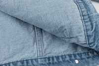Nouvelle veste en jean pour homme, coupe ample, 100% coton, bleu vieilli, avec broderie personnalisée sur empiècements, design unique et bords bruts