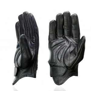 Samroz Sports Men's Black Cowhide Leather Gauntlet Motorcycle Hand <b>Gloves</b> - Product Image 2