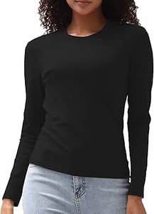 Long Sleeve Ladies <b>Tshirt</b> Slim Fit Soft Printed Plain Solid Breathable Anti Pilling Polyester Casual Style - Product Image 2