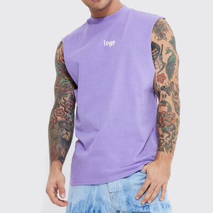 Washed Summer Sleeveless T-<b>shirt</b> Vest <b>Men's</b> Loose Trendy Retro Style Sleeve Outerwear Cotton <b>Men's</b> Tank Top Summer Sports 100% - Product Image 3
