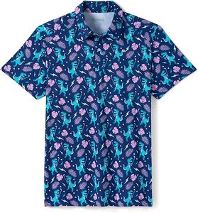 Polo Ligero sin Costuras con Estampado Animal para Hombre, Manga Corta, Casual, Transpirable, de Spandex/Poliéster, para Golf - Product Image 1