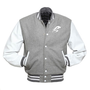 Veste de baseball personnalisée pour hommes et femmes PIHA SPORTS, veste d'école, veste varsity, laine grise, cuir blanc, hiver, épaisse, réversible, imperméable - Product Image 2