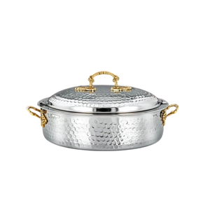 Casserole en acier inoxydable à motif floral et accents dorés, ustensile de cuisson en métal poli pour cuisinières à gaz et à induction – Offre Spéciale - Product Image 5