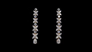 ต่างหูเพชรทรงยาวลายดอกไม้ดีไซน์เนอร์ |   เครื่องประดับงานแต่งงานสุดหรูสีทองเหลือง - Product Image 3