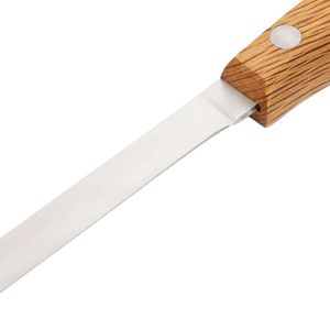 Couteaux à trancher le jambon avec manche en bois brun, lame longue et étroite en argent, poignée à triple rivet pour une découpe et un service précis de la viande - Product Image 4