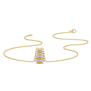 Collar de Diamantes con Diseño de Ondas Esculpidas en Capas y Cascada de Discos Ovalados Flotantes - Product Image 4