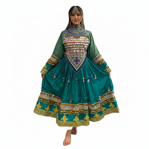 Servicio OEM Vestidos Afganos Vintage de 2 Piezas, Conjuntos de Vestido Largo y Pantalones, Bordado con Monedas Antiguas y Botones de Borla, Vestido de Novia Afgano - Product Image 5