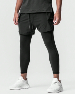 Performance 2-in-1 Sports <b>Shorts</b> with <b>Compression</b> Leggings Breathable Eco-Friendly Bermuda <b>Shorts</b> for <b>Men</b>-Casual Pattern - Product Image 1