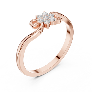 Anillo de Plata de Ley Chapado en Oro Rosa con Moissanita de Corte Redondo y Diseño Floral en Espiral para Ella - Product Image 4