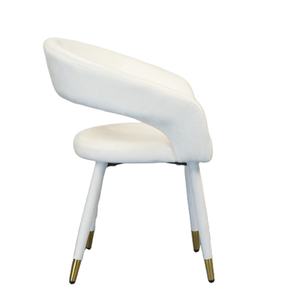 Chaise de salle à manger moderne en velours <span class=keywords><strong>avec</strong></span> dossiers incurvés et pieds coniques surmontés d'embouts dorés pour salle à manger salon cuisine - Product Image 4