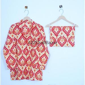 ชุดนอนผู้หญิงคุณภาพสูง ระบายอากาศได้ดี ผ้าฝ้าย 100% ลายดอกไม้ แขนยาว ใส่ได้ทุกฤดู เอวยางยืด มีสินค้าพร้อมส่ง - Product Image 2