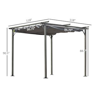 Gazebo Retrattile Moderno 10x10 con Protezione UV in Grigio Acciaio per Esterni e Cortili - Product Image 3