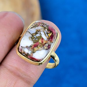 Bague en argent sterling 925 plaqué or 18 carats avec pierre précieuse naturelle en cuivre violet en forme de coussin - Product Image 3