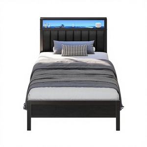 Cama Inteligente Plegable de 18 kg/20,5 kg, Lino Negro/Blanco, Fabricada en Vietnam, Tamaño Individual, Metal Moderno, OEM/ODM, Muebles para el Hogar, Marca HOAN KIM - Product Image 1