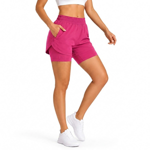 Shorts de sport pour femmes très vendus, séchage rapide, double couche, respirant, anti-transparence, 2-en-1, pour la course et l'entraînement - Product Image 3