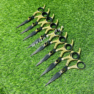 Juego de Tijeras de Peluquería Profesionales de Acero Inoxidable, Tijeras de Belleza para Salón de Belleza, Color Dorado y Negro - Product Image 5