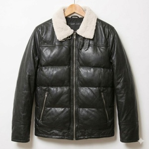 Custom Luxury Leather <b>Jacket</b> <b>Men</b> Bomber Real Sheepskin Shearling Coat Winter Warm Fur Lined Flight Top <b>Jacket</b> - Product Image 1