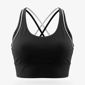 Soutien-gorge de sport DAPHNIA pour femme, couleur unie, dos croisé, col rond, maintien moyen, respirant, haute qualité, pour yoga et entraînement - Product Image 1