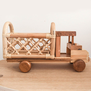 Learning toys for <b>boys</b> & girls natural rattan container truck toy small size construction trucks - Product Image 1