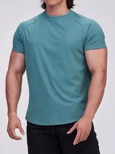 เสื้อยืดคอกลมทรงหลวมไหล่ตกสำหรับผู้ชาย คุณภาพสูง ผ้าฝ้าย 100% รับออกแบบโลโก้ พิมพ์ลายถัก ป้องกันการเป็นขุย - Product Image 4