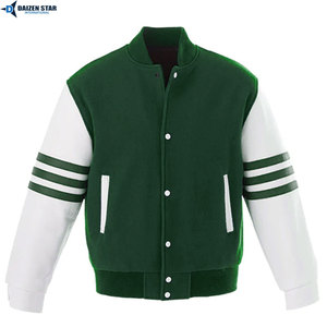 DAIZAN <b>STAR</b> INTERNATIONAL Men Varsity <b>Jacket</b> Canvas Polyester/Cotton Breathable Purple White Sleeve Solid Color Casual Stand - Product Image 4