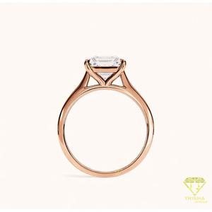 Anillo de Compromiso Solitario con Diamante Cultivado en Laboratorio, Corte Princesa, en Oro Rosa de 14K, Anillo Clásico de Promesa, Aniversario de Bodas para Mujer - Product Image 2