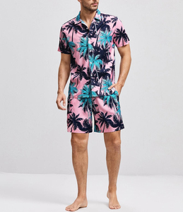Professional High Quality Summer Men Hawaiian Beach Shirt Printing Men's Two Piece Shirt And Shorts <b>Sets</b> Hawaiian Beach Style - Product Image 2