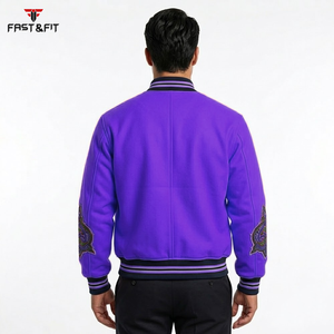 Custom Logo Streetwear High Quality Embroidery Breathable Windproof <b>Winter</b> <b>Fleece</b> Bomber Varsity Jacket Unisex - Product Image 2