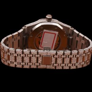 นาฬิกาควอตซ์คุณภาพสูง หน้าปัดเพชรขาวทรงกลม ขอบตัวเรือนแบบอะนาล็อก ประดับเพชรโมอิสซาไนต์ ของขวัญสำหรับผู้ชาย - Product Image 3