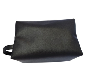 Simple Black PU Cosmetic <b>Bag</b> with Zipper Closure Medium Size Portable Travel <b>Toiletries</b> Case Organizer - Product Image 3