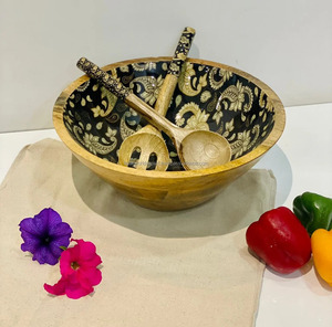 Handmade Customized Design Enamel Print Salad Bowl Quality Dinnerware <b>for</b> Food Serving Cheap Bulk <b>Sale</b> Packaged in Cartons FWE - Product Image 1