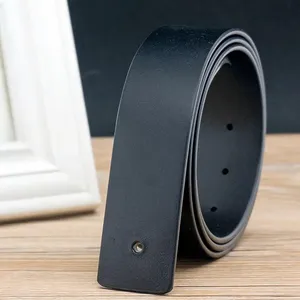 Ceinture décontractée en cuir véritable écologique, cuir de vache noir uni, boucle robuste, largeur 1,5 pouces, longueur 42 pouces, ceinture pour homme - Product Image 3