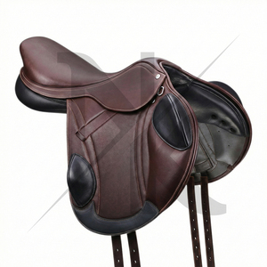 Silla de montar de cuero antideslizante de alta calidad para salto ecuestre y cross-country, productos de carreras de caballos ingleses de la India - Product Image 2